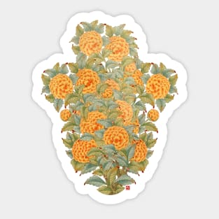 Peony flowers like popcorn - Orange Yellow colored Sticker